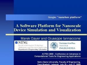 Google nanofem platform A Software Platform for Nanoscale