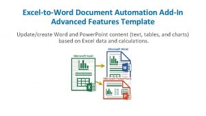 ExceltoWord Document Automation AddIn Advanced Features Template Updatecreate