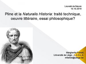 LouvainlaNeuve 10 2018 Pline et la Naturalis Historia