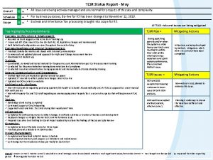 TLSR Status Report May Overall G Schedule G