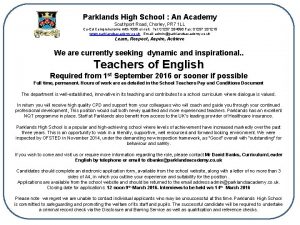Parklands High School An Academy Southport Road Chorley