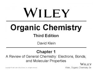 Organic Chemistry Third Edition David Klein Chapter 1