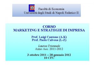 Facolt di Economia Universit degli Studi di Napoli