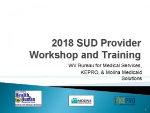 2018 SUD Provider Workshop and Training WV Bureau