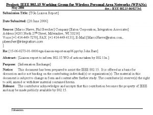 Project IEEE 802 15 Working Group for Wireless