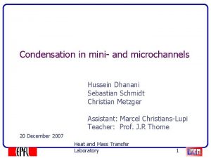 Condensation in mini and microchannels Hussein Dhanani Sebastian