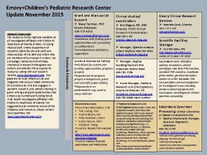 EmoryChildrens Pediatric Research Center Update November 2015 Grant