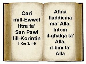 Qari millEwwel Ittra ta San Pawl lillKorintin 1