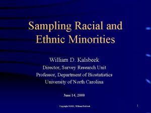 Sampling Racial and Ethnic Minorities William D Kalsbeek