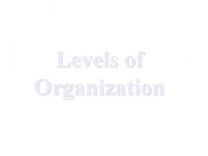 Levels of Organization Levels Within Levels An ecosystem