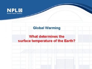 Global Warming What determines the surface temperature of