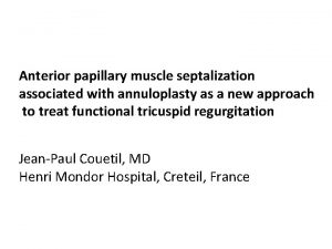 Anterior papillary muscle septalization associated with annuloplasty as