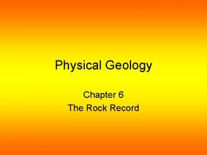 Physical Geology Chapter 6 The Rock Record Uniformitarianism