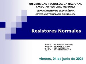 UNIVERSIDAD TECNOLGICA NACIONAL FACULTAD REGIONAL MENDOZA DEPARTAMENTO DE