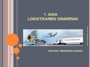 1 GAIA LOGISTIKAREN OINARRIAK Uxue Itoiz Merkataritza irakaslea