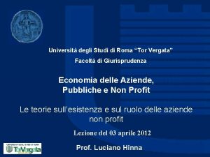 Universit degli Studi di Roma Tor Vergata Facolt