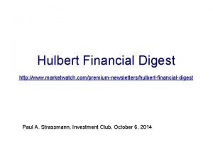 The hulbert financial digest