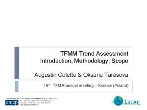 TFMM Trend Assessment Introduction Methodology Scope Augustin Colette