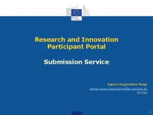 Research and Innovation Participant Portal Submission Service Agnes