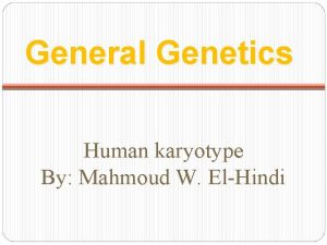 General Genetics Human karyotype By Mahmoud W ElHindi