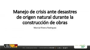 Manejo de crisis ante desastres de origen natural