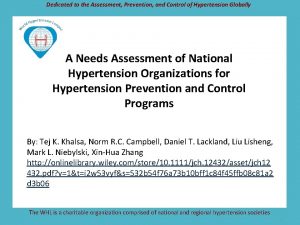Dedicated to the Assessment Prevention and Control of