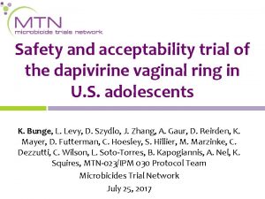 Safety and acceptability trial of the dapivirine vaginal