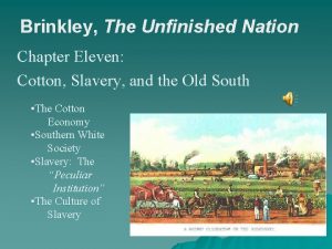 Brinkley The Unfinished Nation Chapter Eleven Cotton Slavery