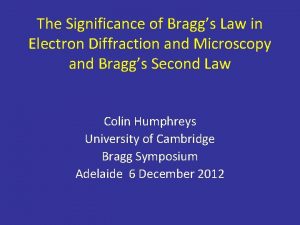 The Significance of Braggs Law in Electron Diffraction