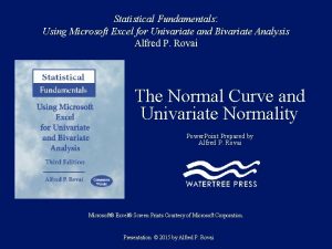 Statistical Fundamentals Using Microsoft Excel for Univariate and