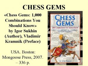 CHESS GEMS Chess Gems 1 000 Combinations You