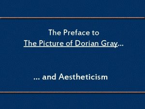 Picture of dorian gray preface