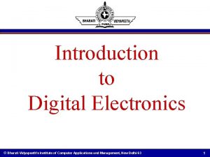 Introduction to Digital Electronics Bharati Vidyapeeths Institute of