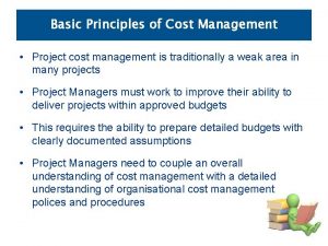 Cost management principles