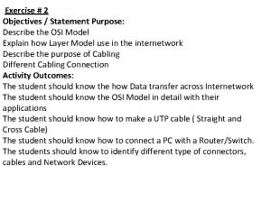 Exercise 2 Objectives Statement Purpose Describe the OSI