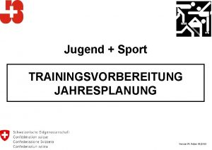 Jugend Sport TRAININGSVORBEREITUNG JAHRESPLANUNG Version M Reber 082010