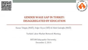 GENDER WAGE GAP IN TURKEY DISAGGREGATED BY EDUCATION