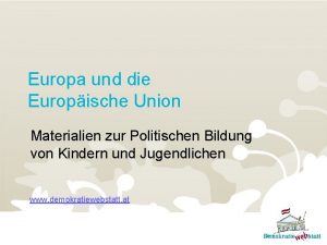 Europa und die Europische Union Materialien zur Politischen