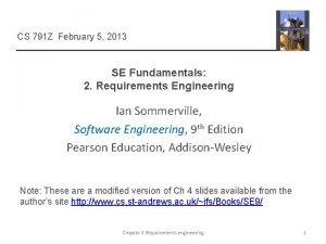 CS 791 Z February 5 2013 SE Fundamentals