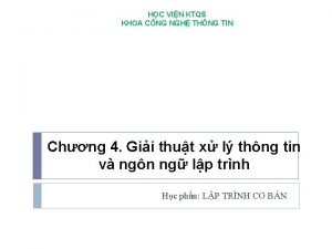 HC VIN KTQS KHOA CNG NGH THNG TIN