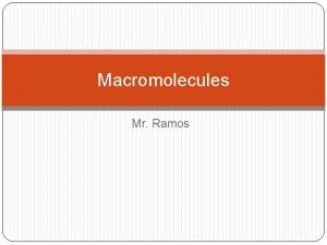 Macromolecules Mr Ramos What are Macromolecules Macromolecules are