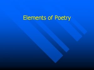 Elements of Poetry What is Poetry Expression of