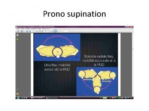 Prono supination La pronosupination se ralise sur un