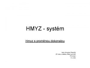 HMYZ systm Hmyz s promnou dokonalou Autor Bronislav