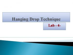 Hanging Drop Technique Lab 4 The HangingDrop Preparation