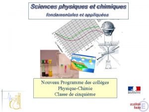 Nouveau Programme des collges PhysiqueChimie Classe de cinquime