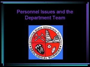 Personnel Issues and the Department Team Personnel Management