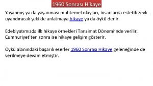 1960-1970 arası türk hikayesi