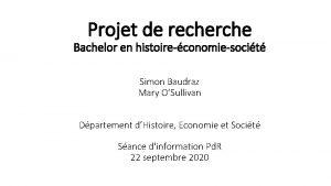 Projet de recherche Bachelor en histoireconomiesocit Simon Baudraz