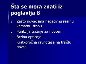 ta se mora znati iz poglavlja 8 1